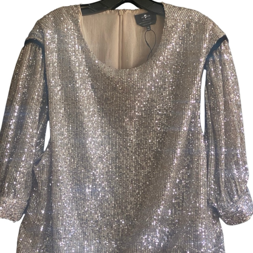NWOT 7 for All Mankind Silver Sequin Cocktail Dress. Size X-Large - Picture 5 of 14